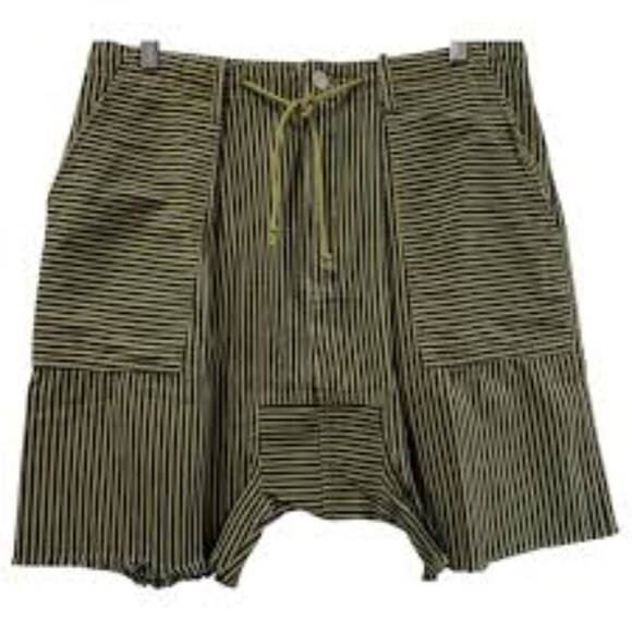 NWT Jaded Gypsy Olivia Gypsy Striped Shorts Harem Drop Crotch Boho Green $148 - Picture 3 of 5
